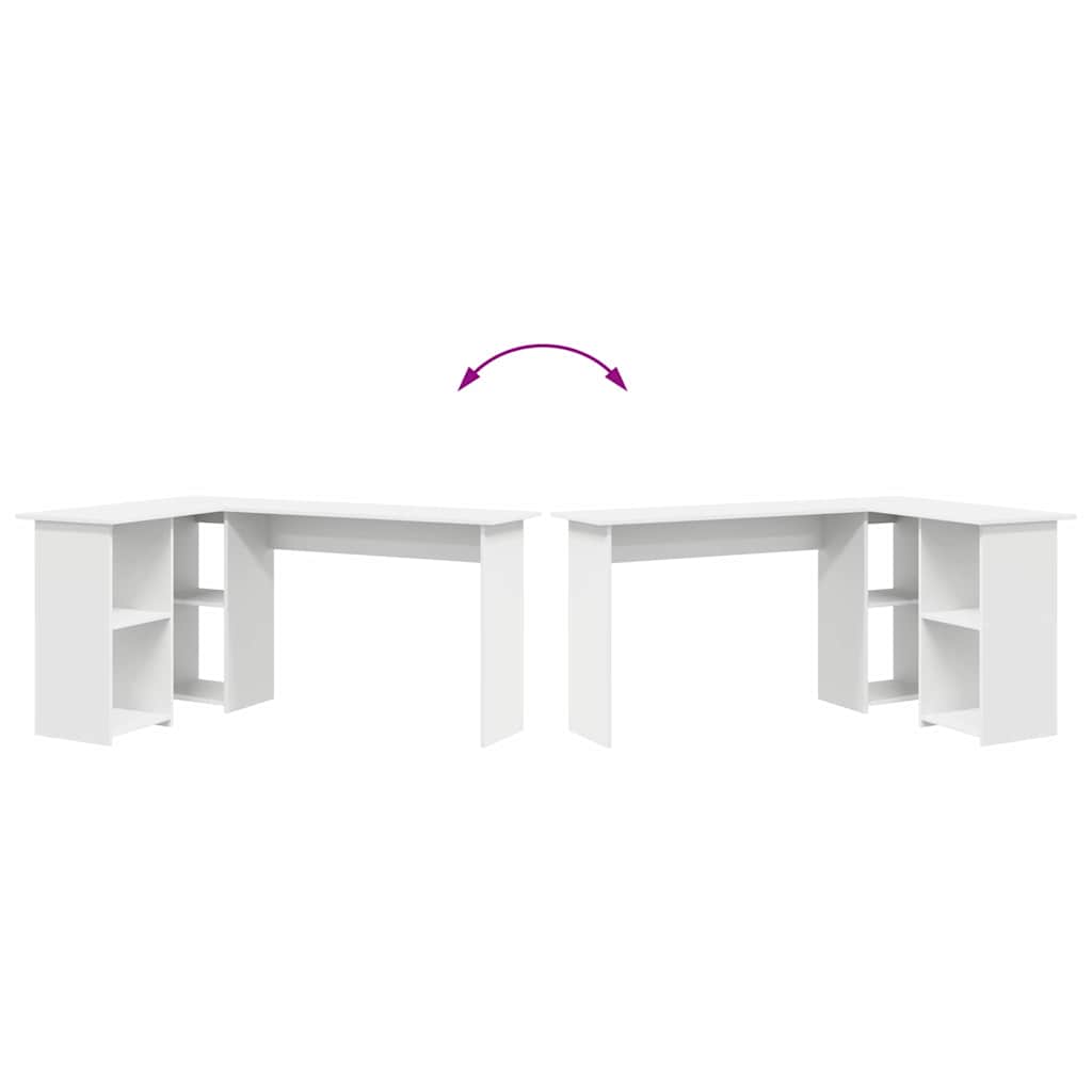 Schreibtisch mit Regal Weiß 142 x 102 x 73 cm Holzwerkstoff